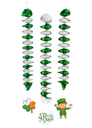 St. Patrick’s Day Swirl Ceiling Decorations – 3pk