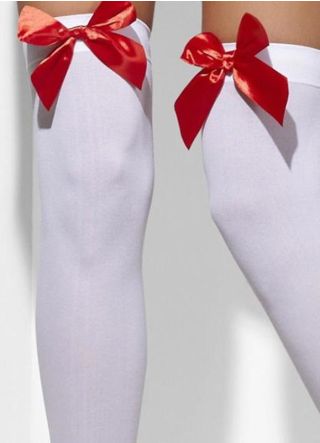 Stockings White with Red Bows - Dress Size 6-14