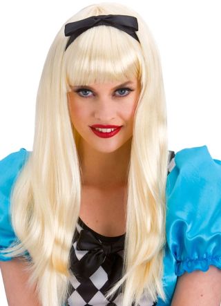 Storybook Alice - Long Blonde Wig with Black Bow