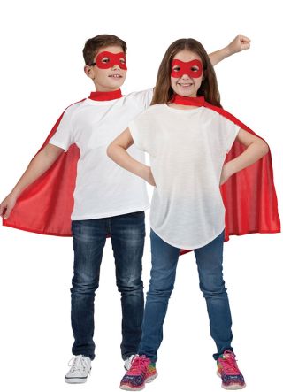 Superhero Mask & Cape Red - Unisex Kids
