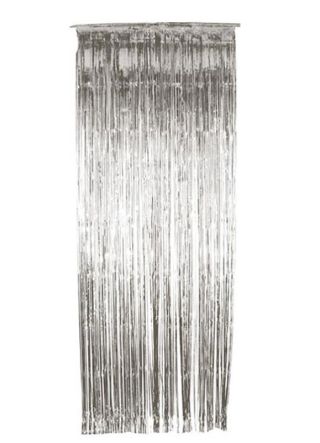 Tinsel Slash/Shimmer Curtain - Silver 3ft x 8ft