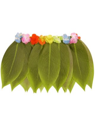 Hawaiian Grass Leaf Skirt (with flowers) - will fit up to waist size 40" or 102cm