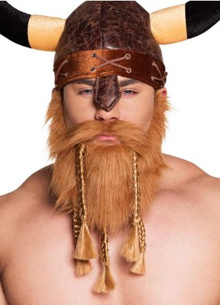 Light Brown Elasticated Viking Beard with Plaits