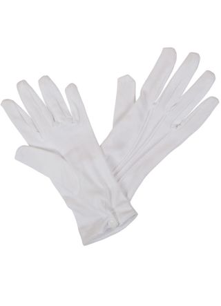 Short White Button Closure Adult Gloves - Santa