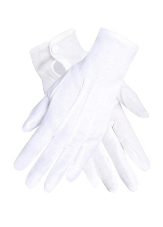 White Gloves with Button Closure – Adults Medium