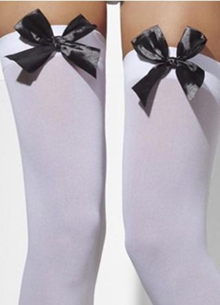 White Stockings with Black Bows - Dress Size 6-14
