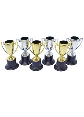 Winner Trophy - 6 Pack - Silver & Gold - 10cm