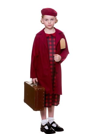WWII Evacuee School Girl – Red Tartan Dress