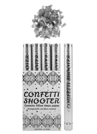 Large Silver Paper Confetti Cannon - 50cm - Biodegradable x 12
